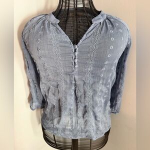 Olive & Oak Light Blue Embroidered Blouse